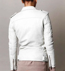 Women s White Genuine Lambskin Leather Jacket Biker Slim Fit Belt Jacket