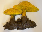 Vintage 1960s 1970 s Mushrooms Mcm Wall Decor  Large 12  X 14  Hippie Retro Boho