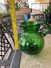 Blown Glass Green Pitcher  saguaro Cocktail Glasses Cups New Southwestern