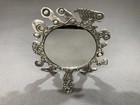 Vintage Don Drumm Pewter Brutalist Sunburst Tabletop Mirror Signed   Labeled