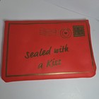 Ipsy Sealed With A Kiss Makeup Bag Red Gold Faux Leather Zipper Pouch