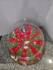 Department 56  Cake Stand With Hanging Snowmen And Bells  Glass Dome  Happy   