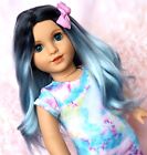 Custom 10-11 In Doll Wig Blue Ombre Dove Fits American Girl Gotz 18  Dolls