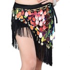 Belly Dance Glitter Hip Scarf Wrap Skirt Festival Club Disco Sequin Fringe Skirt