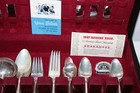 1847 Rogers Bros Silverplate Daffodil Flatware Set In Box Wpamphlet Cards 50 Pc