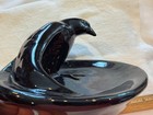 Vtg Black Raven Bird Ceramic Trinket Dish Gothic Crow Decor Made Korea Nos Goth