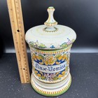 Vintage Italian Ceramic Apothecary Jar Nux Vomica Hand Painted Pv Italy 8 Inch
