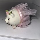Mudpie Ceramic Pink   Floral Ballerina Pretty Piggy Money Bank Vgc