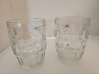 Set Of 2 Clear Glass Beer Mugs 16 Oz Capacity Heavy Glass Dimple Pattern