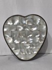 Vintage Brass Heart Shaped Trinket Box With Mother Of Pearl Lid