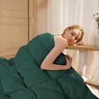  Goose Feather Down Comforter With Pinch Pleat Full queen Pinch Pleat-green