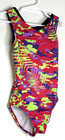 Gk Elite   Cm Gymnastics Leotard Child Girls Medium Multicolor Neon Open Back
