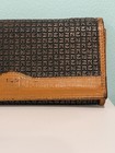 Vintage Designer 80   s 90   s Ted Lapidus Women   s Monogram Leather Wallet Tan brown