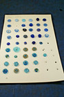 Lot  12 - Antique  Vintage Glass Buttons  Blue  Mixed Lot Of 45 Buttons