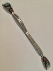 Vtg Richard Begay Navajo Sterling Silver Turquoise Red Coral Watch Band Tips     