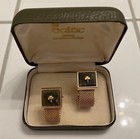 Vintage Baltic Shamrock Connemara Marble Gold Tone Metal Cufflinks W  Case
