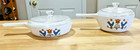 1975 Corning Ware Country Festival Cooking Pans Pyrex Glass Lids-p-81 83-c