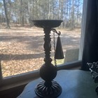Metallic Chrome And Wood Candelabra Set German Vintage Well Crafted