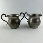 Sugar Bowl   Creamer Cup Pewter Set Vintage