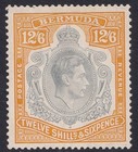Bermuda Stamps July 1939 12 6 Grey   Orange Yellow  issue 4  Mh Sg120b Cv   100