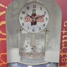 Coca-cola Anniversary Dome Clock Polar Bears Porcelain Quartz Movement Read   