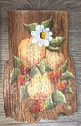 Vintage 3 Mcm Fruity Floral Hand Painted Wood Plaques Wall Hanging Decor Signed
