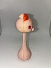 Vintage Pink Celluloid Plastic Baby Rattle Duck Bird Hat