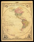 Ca 1875 World Map Of The Western Hemisphere Hand Colored Original Atlas Antique