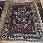 Rare 5 X 8 Antique Wool Bergama Turkish Rug C  1880 Nat  Dye Ox-blood Navy Green