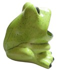 Vtg 70 s Ceramic Big Mouth Frog Sponge scouring Pad Holder green Speckled