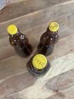3 Vintage Mrs  Butterworth  Amber Glass Syrup Bottles With Metal Lids