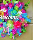 Spring Summer Front Door Wreath 24  Inch Led Lit Artificial Floral Flower Decor