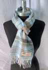 Winter Warm 100 cashmere Scarf Plaid Light Blue coffee white gray Soft Wool