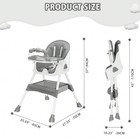 3-in-1 Baby High Chair Foldable Convertible Portable Feeding Seat W  Tray Grey