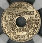 1938 Ngc Ms 68 Tunisia 5 Centimes France Colony Coin Pop 2 0  17103101d 