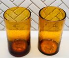 Highball Tumblers Artland Iris Set Of 2 Amber 17 Oz Handblown Bubble Glass New