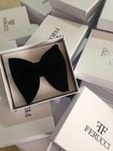 Mens Ferucci Pre Tied Oversized Bow Tie - Black Velvet Bowtie  Mens Big Bow Tie