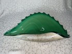 Vtg Handmade Shell Shaped Glass Bowl From Jozefina Krozno Green Art Slag Glass