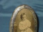 Classic Antique Sterling Silver Oval Ornate Frame Great Photo Of Child