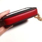 Coach Zip Card Case Signature Canvas Walnut Bold Red Wallet Chain New Cw883