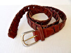 Argentine Brown Leather Braided Woven Belt Mens 40 -45  Full Grain Cowhide Nice