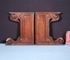 Pair Of 11  Tall French Antique Carved Solid Oak Wood Brackets Trim Pieces