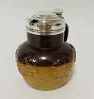 Antique Victorian Doulton Harvest Stoneware Mustard Pot Sterling Silver Rim 1898
