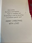 Unused 1970   s Great-grandson Santa On Train Die Cut Vintage Hallmark Card     