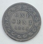 1859 Canada Large One Cent - 1c - Bronze Canadian Penny - Free Shipping