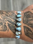 Sterling Silver Golden Hills Turquoise 7 Stone Stacker Cluster Cuff Bracelet 925