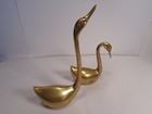 Vintage Pair Brass  Swans Color Yellow