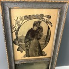 Antique Victorian Lady Lithograph Foxing Wall Mirror Wood Frame 24   h Ornate