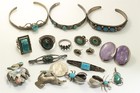 109g Lot Of Vtg Navajo Sterling Silver Old Pawn Harvey Turquoise Jewelry 16 Pcs