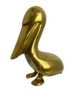 Vintage Mid Century Brass Pelican Sculpture 4 75    Tall   11 Oz Beach Bird Ocean